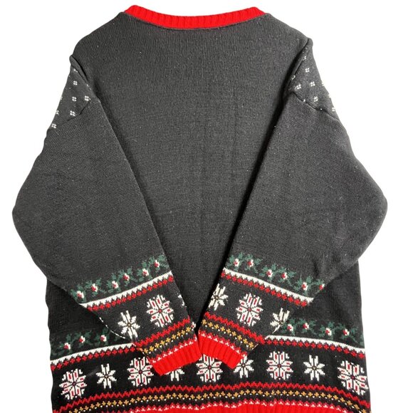 Vintage Ugly Christmas Sweater Women's XL Black Snowflake Snowman USA Made Y2K - Picture 4 of 10